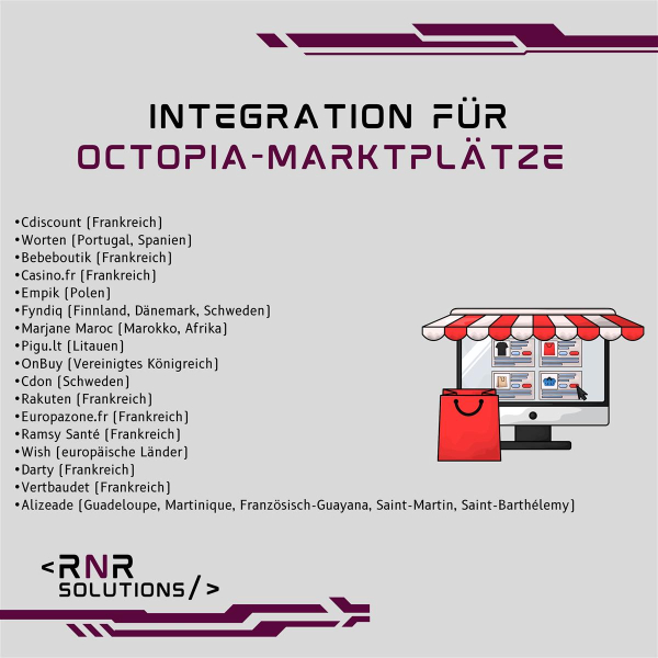 Integration für Octopia-Marktplätze – Connector für Cdiscount, Worten, Bebeboutik und mehr